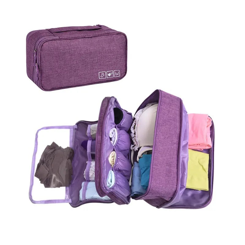 Travel Bra & Underwear Organizer Bag – Waterproof with Dividers
