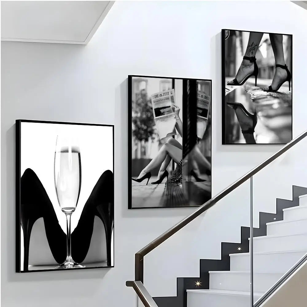 Black & White Women Figure Modern Wall Art Poster Sticker