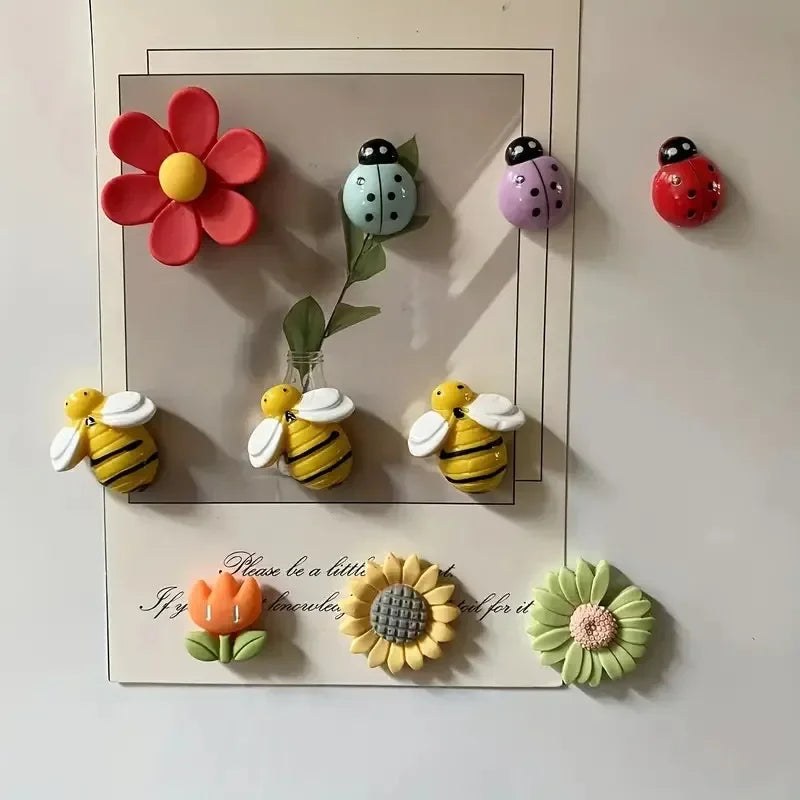 10-Piece Plant Cartoon Fridge Magnets – Strong Hold Home Decor