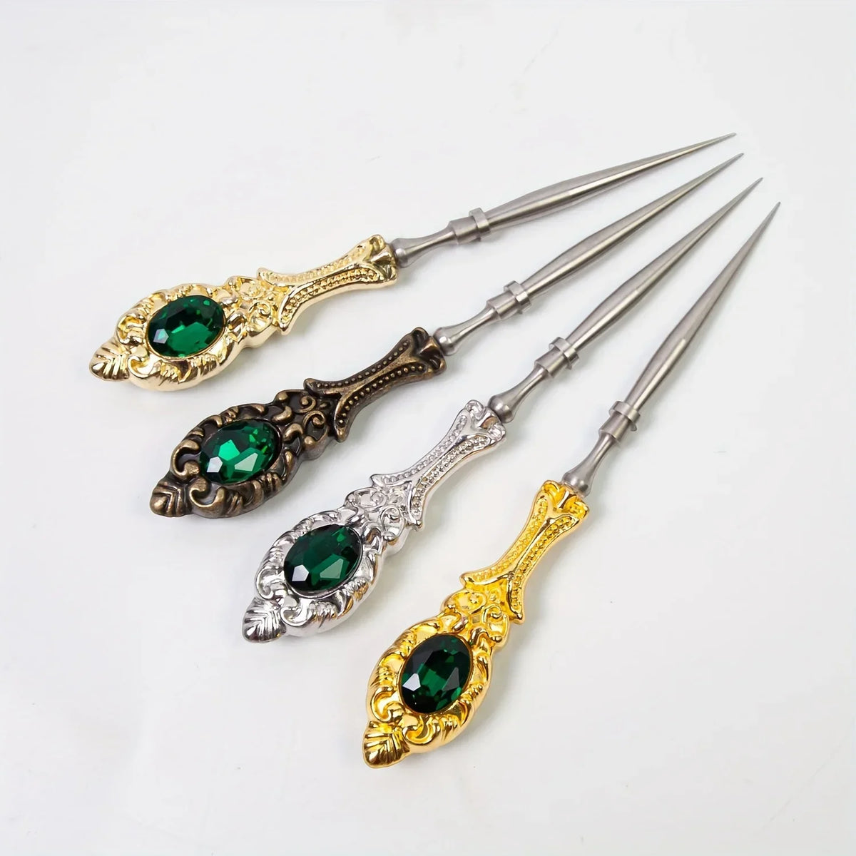 Vintage Jeweled Sewing Needle Cone | Steel Punch Tool for Crafts
