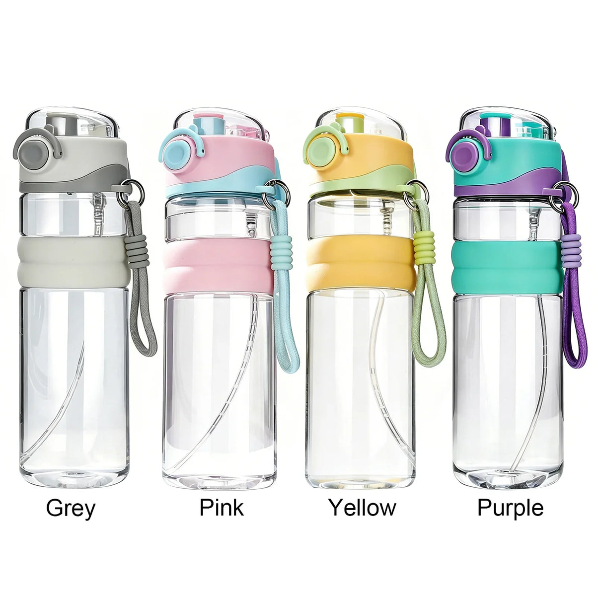 Kids Water Bottle Spray Sports Straw Portable Bottles Outdoor Travel