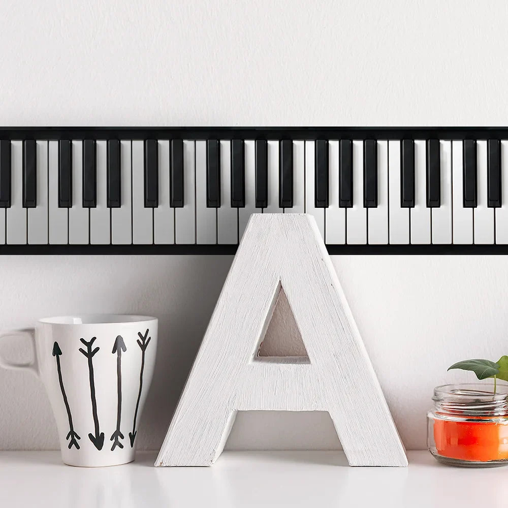 Black White Piano Keys Wall Stickers Kicking Baseboard Waist Line