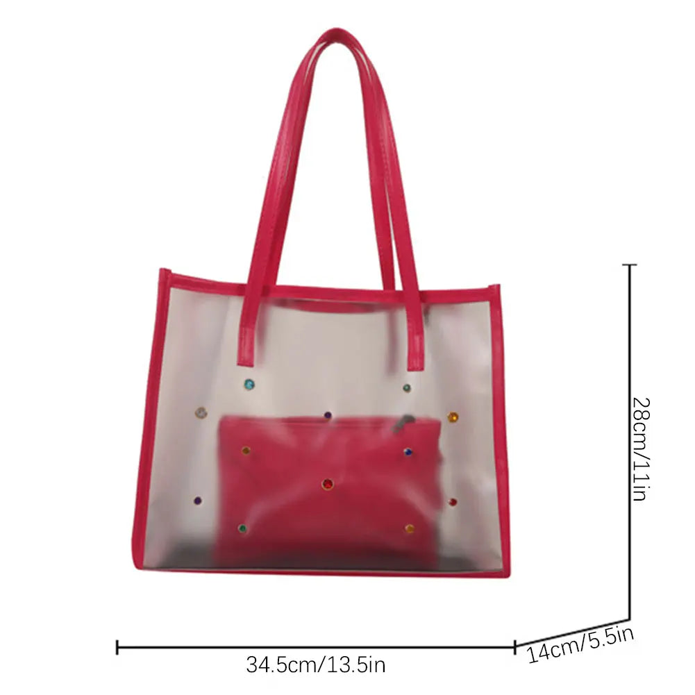 Clear PVC Tote Bag – Large Waterproof Shoulder Bag for Women