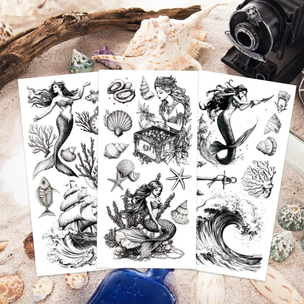 Mermaid Rub-On Transfers for Furniture & Crafts | 3-Sheet Set