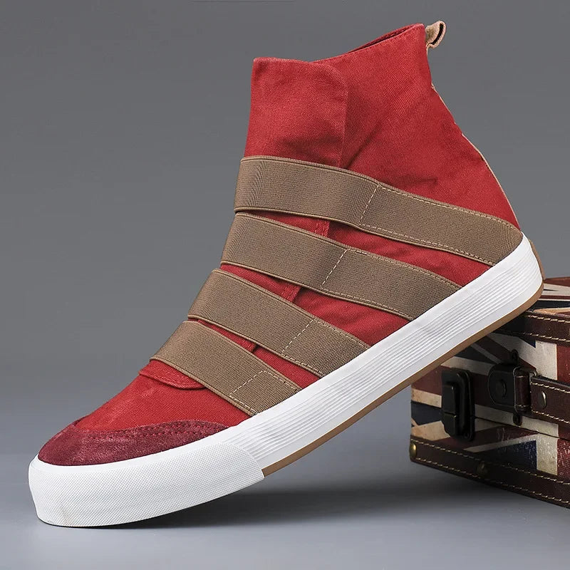 YBQJOO Korean High Cut Canvas Strap Casual Shoes | Unisex