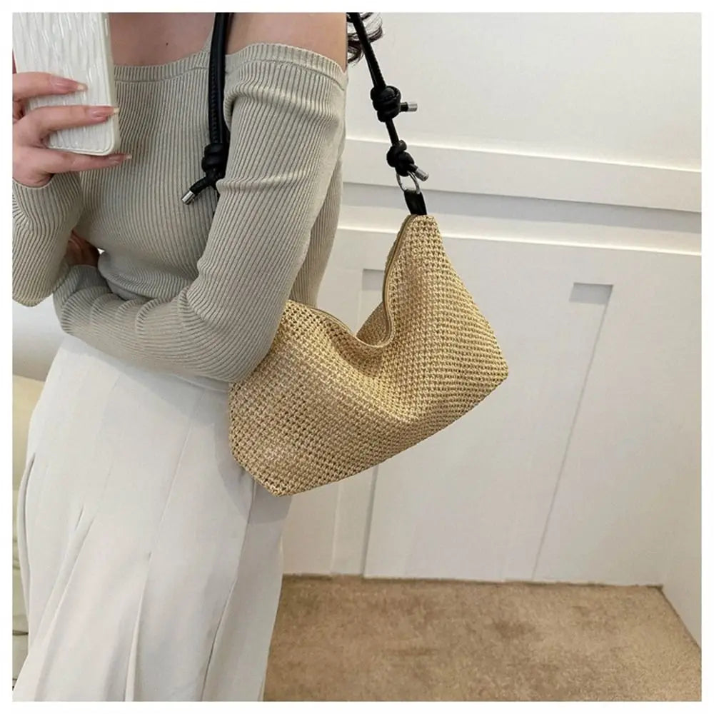 Women's Handmade Woven Straw Tote Bag – Rattan Beach Shoulder Bag