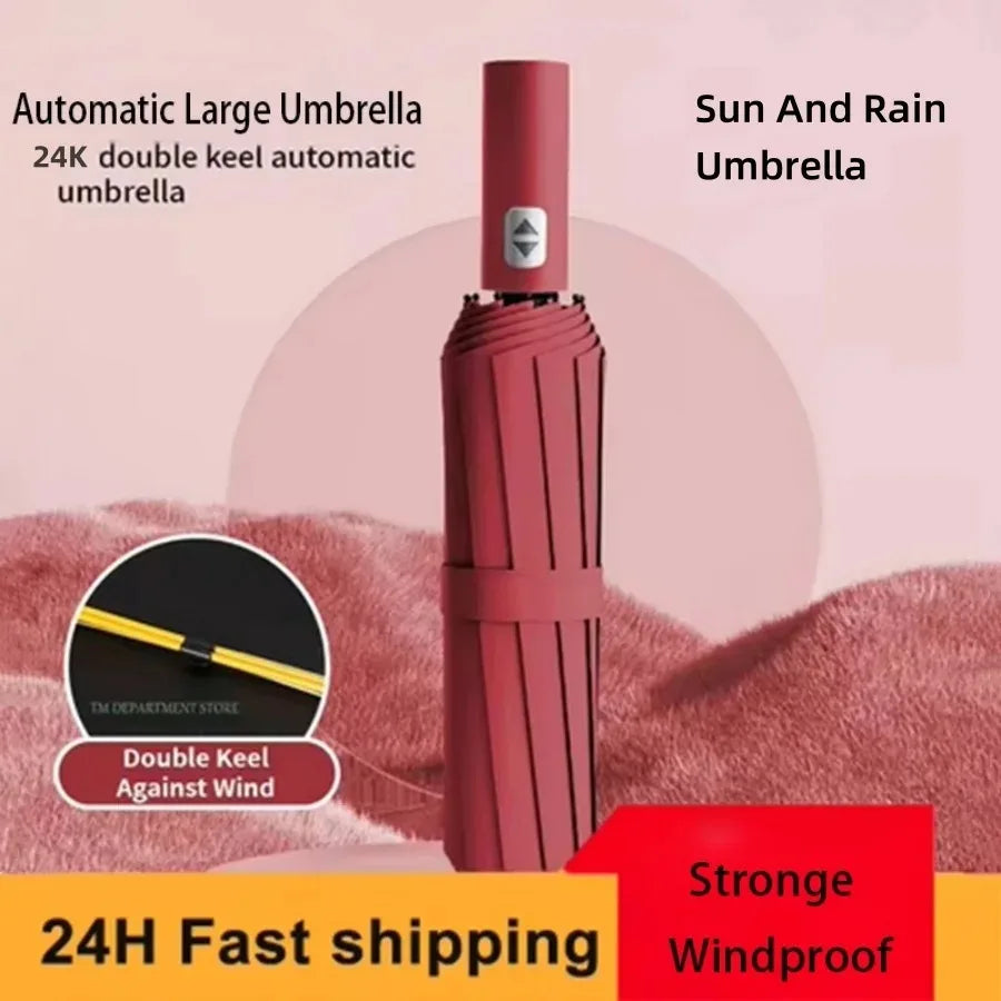 Auto Open Close Compact Travel Umbrella – UV & Rain Protection