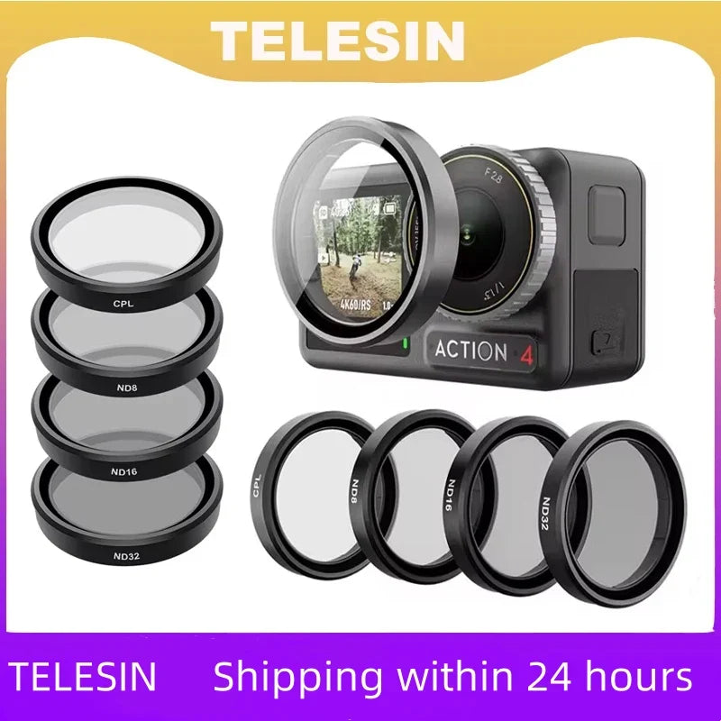 TELESIN CPL ND8 ND16 ND32 Lens Aluminium Alloy Frame DJI OSMO Action