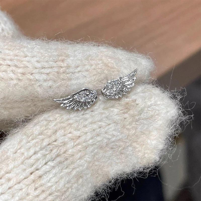 Vintage Angel Wings Stud Earrings – Punk Couple Jewelry Gift