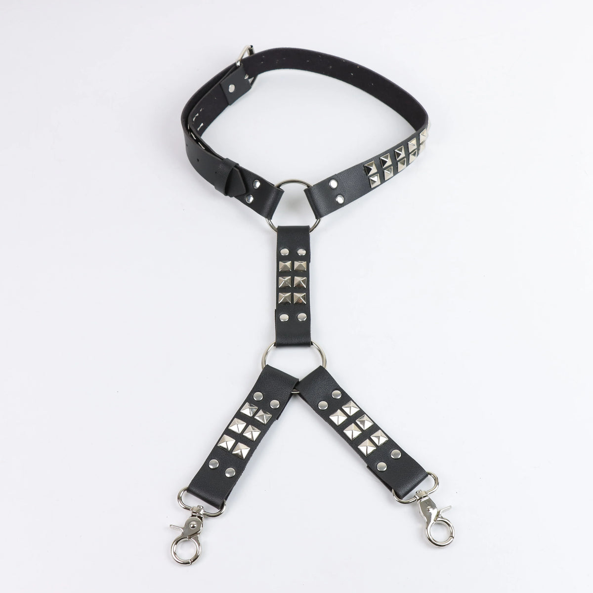 UYEE Gothic Leg Jeans Harness Black Hip Hop Strap Unisex PU Leather