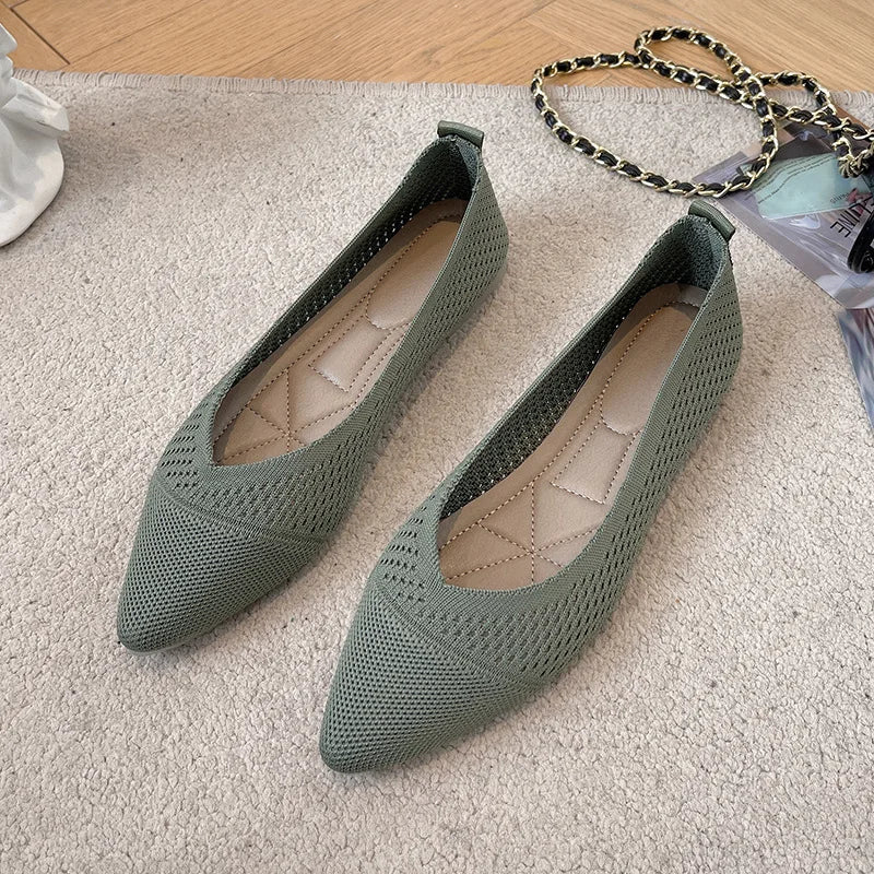 Women's Breathable Mesh Ballet Flats – Slip-On Comfort Loafers