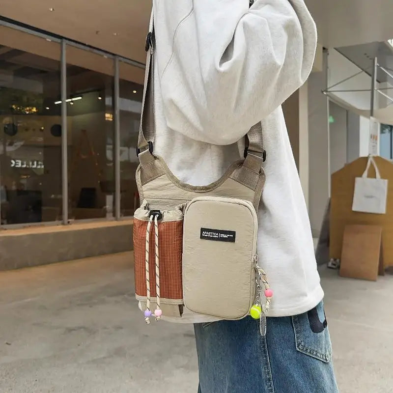 Minimalist Crossbody Water Bottle Bag | Nylon Shoulder Pouch