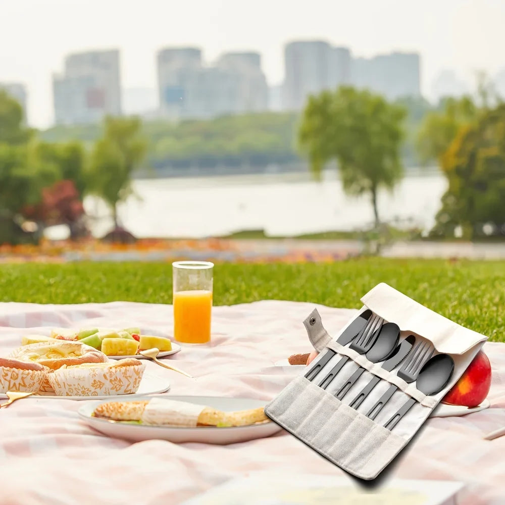 Stainless Steel Camping Cutlery Set – Knife, Fork & Spoon