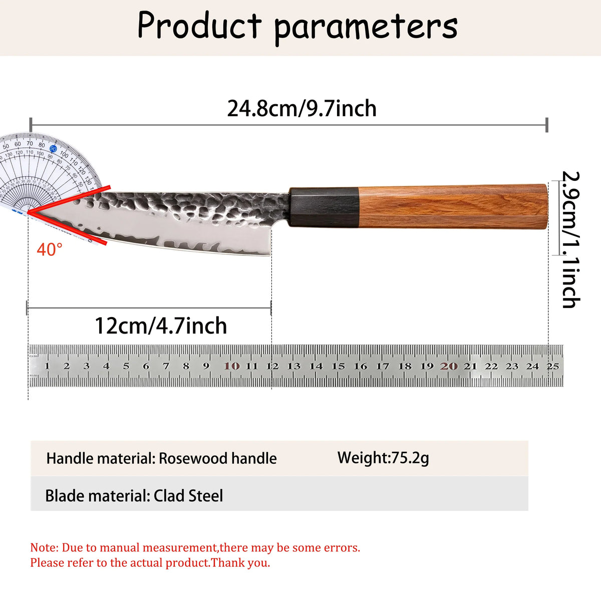 Handmade Forged 12" Kiritsuke Chef Knife – Stainless Steel