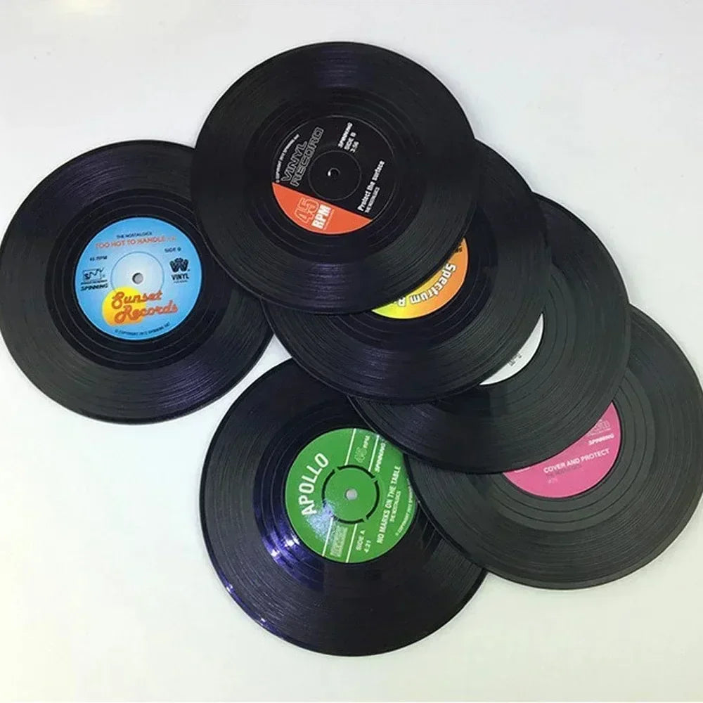 Vinyl Record Coasters Set of 6 – Retro Music Gift & Décor