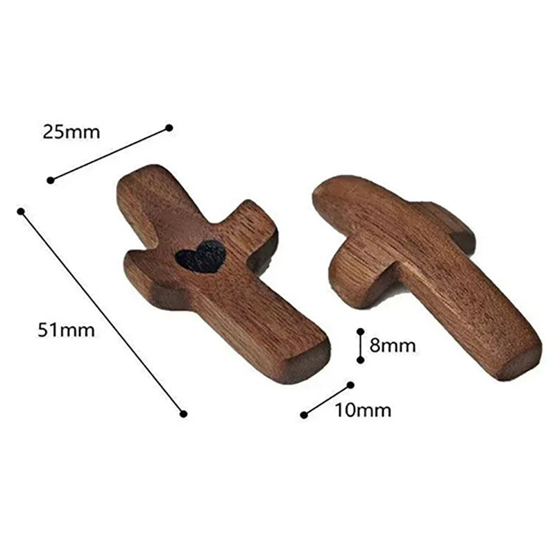 3-Pack Pocket Wooden Cross with Epoxy Heart | Faith Gift Set