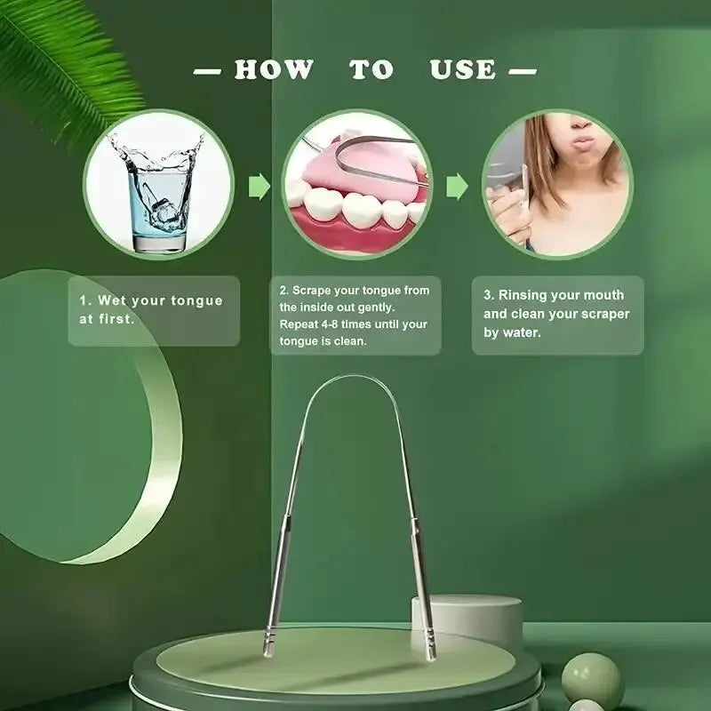 U-Shaped Stainless Steel Tongue Scraper for Fresh Breath