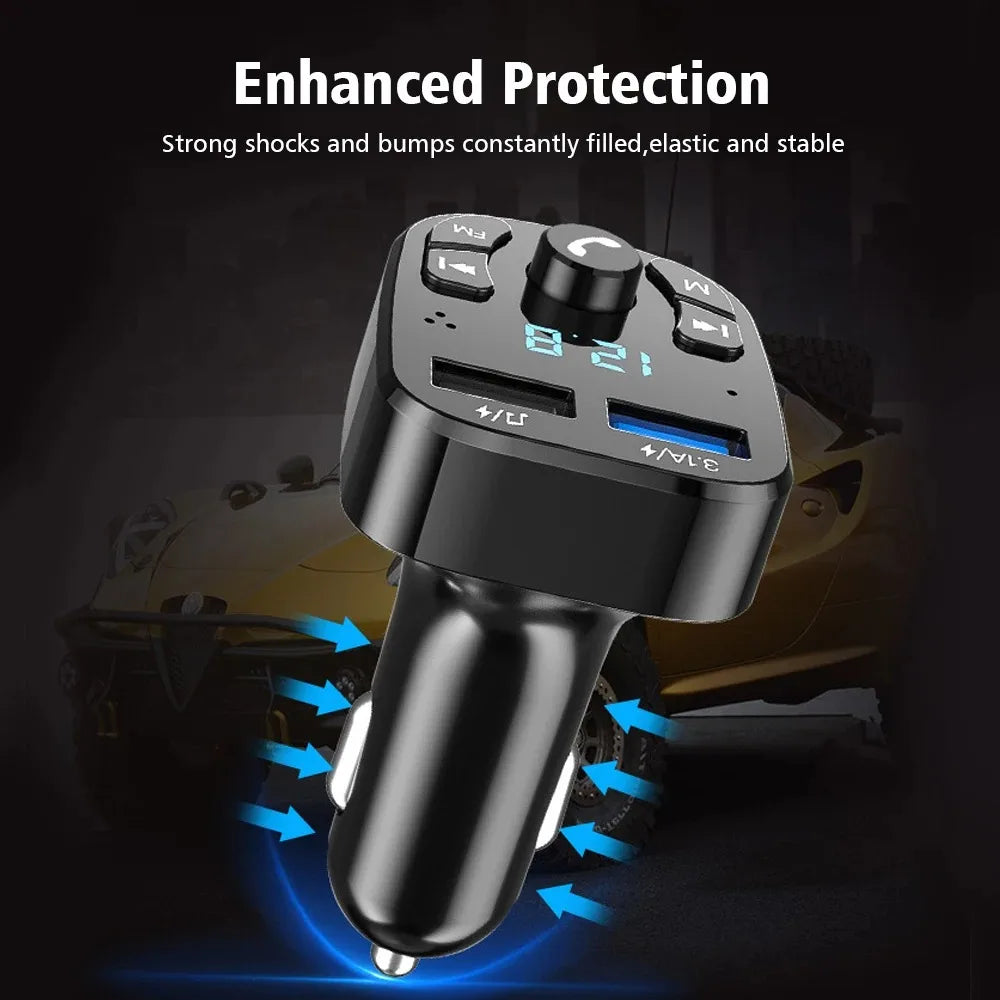 Bluetooth 5.0 FM Transmitter Car Charger | Dual USB Fast Charge