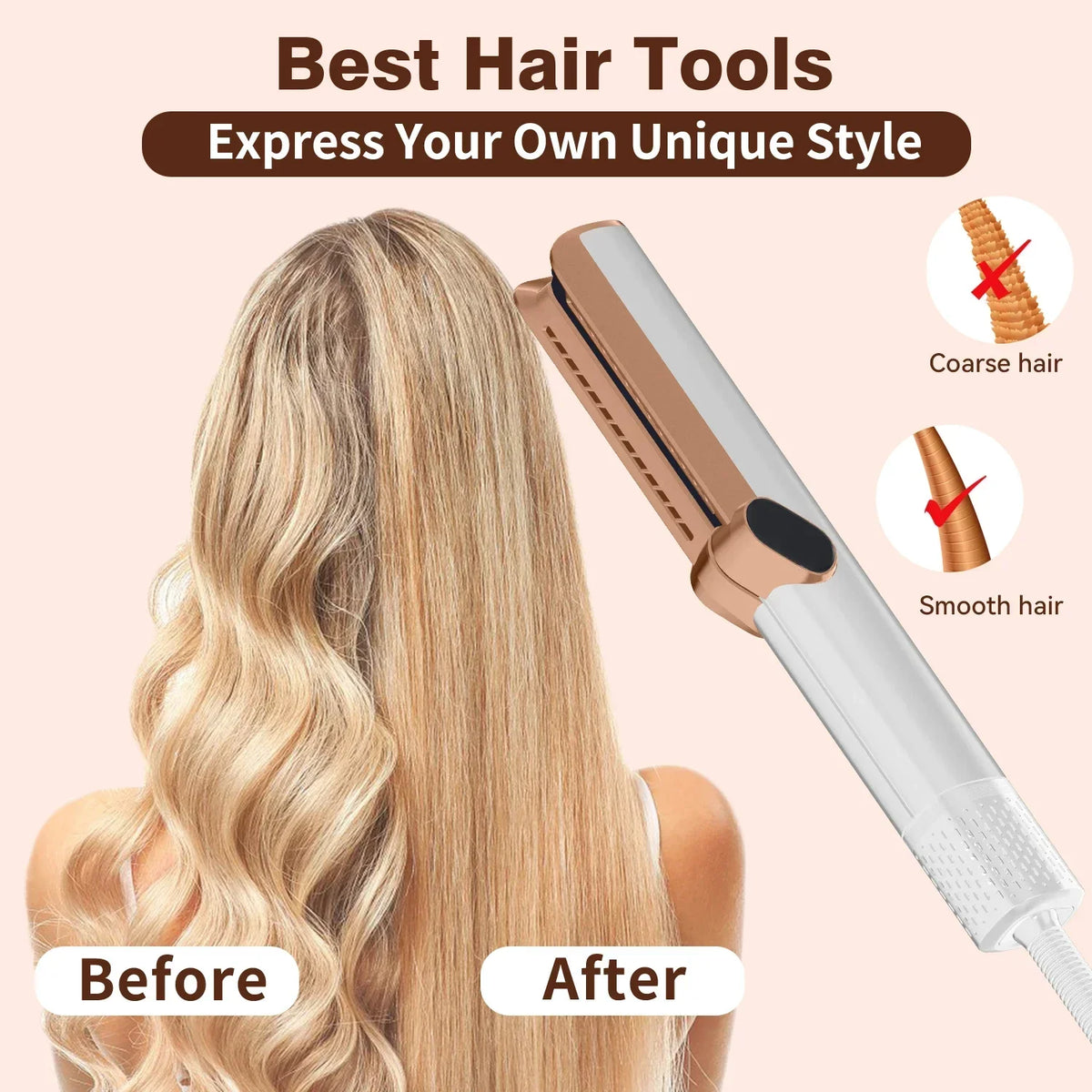 2-in-1 LCD Hair Straightener & Air Dryer | Wet & Dry