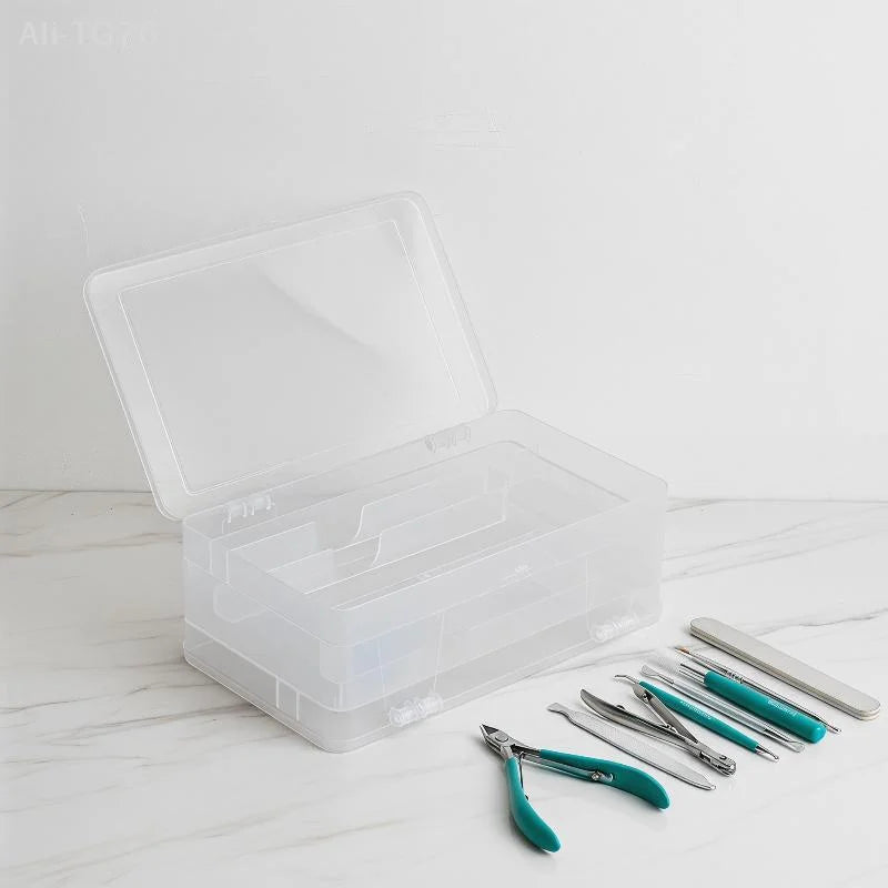 Double Layer Transparent Storage Box – Nail Art & Craft