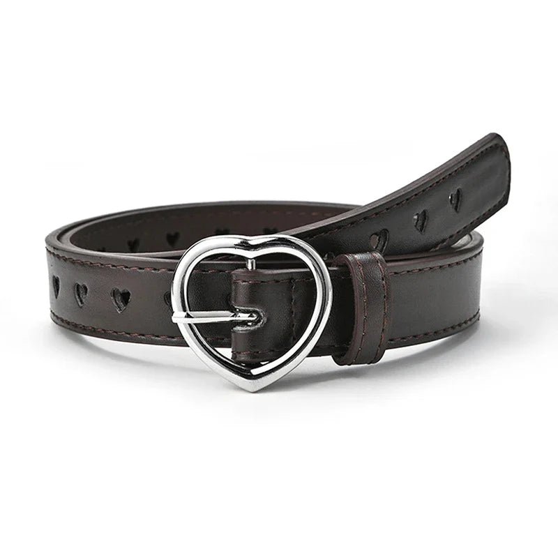Skeleton Love Buckle PU Belt – Unisex Fashion Jeans Belt