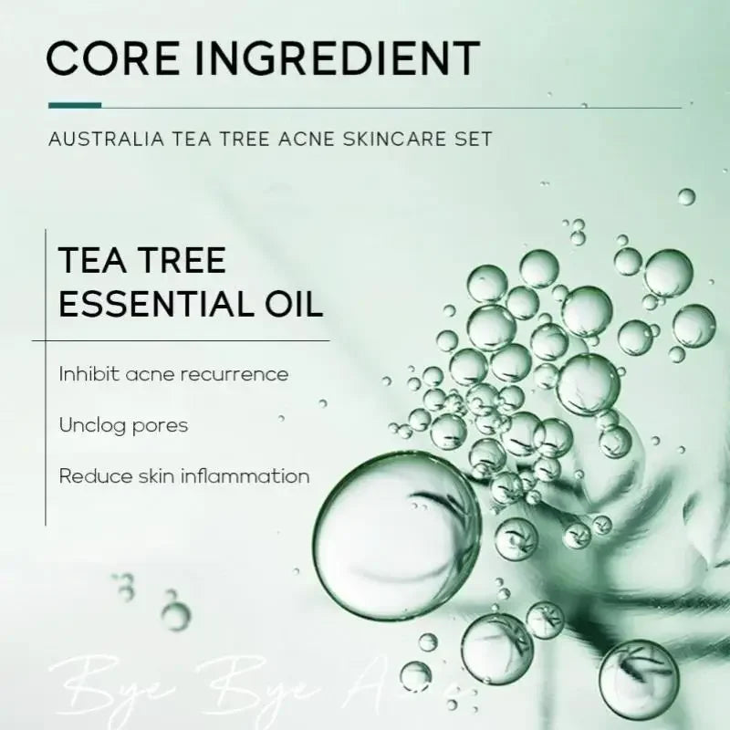 LAIKOU Tea Tree Skincare Set – 5pc Cleanser Toner Serum Cream Gel