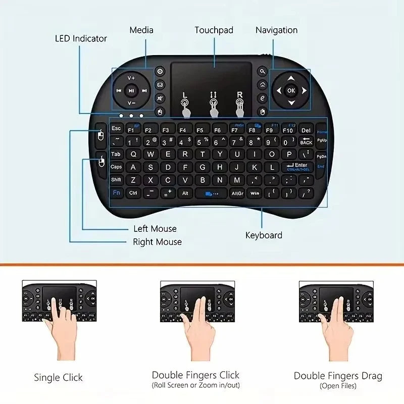 Mini Wireless RGB Backlit Keyboard Air Mouse Touchpad | TV Box