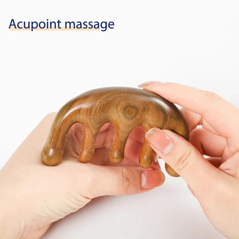 Sandalwood Scalp Massager Wide Tooth Comb & Guasha Tool
