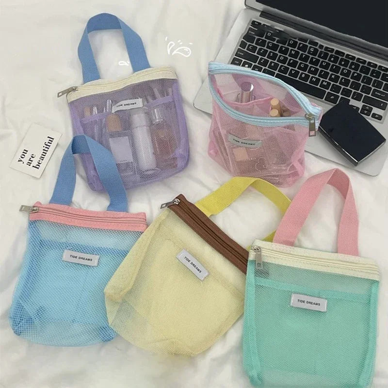 Portable Mesh Cosmetic Bag | Travel Toiletry & Makeup Organizer