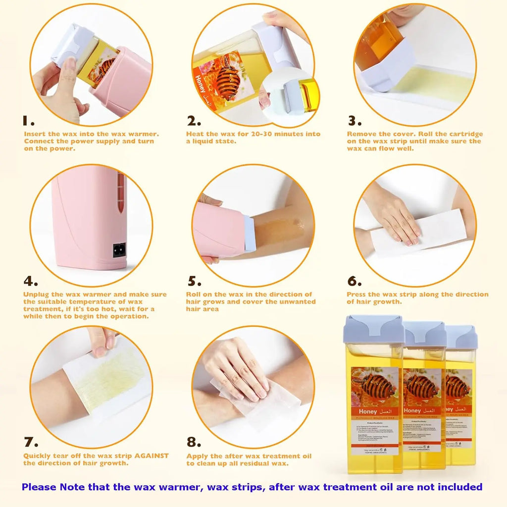 Roll Refill Hair Removal Wax Painless Depilatory Roller Honey Body