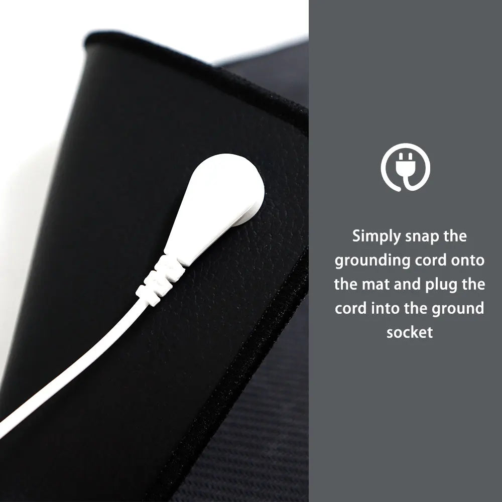 Earthing Grounding Mouse Pad Mat | Vegan Leather + 15ft Cord