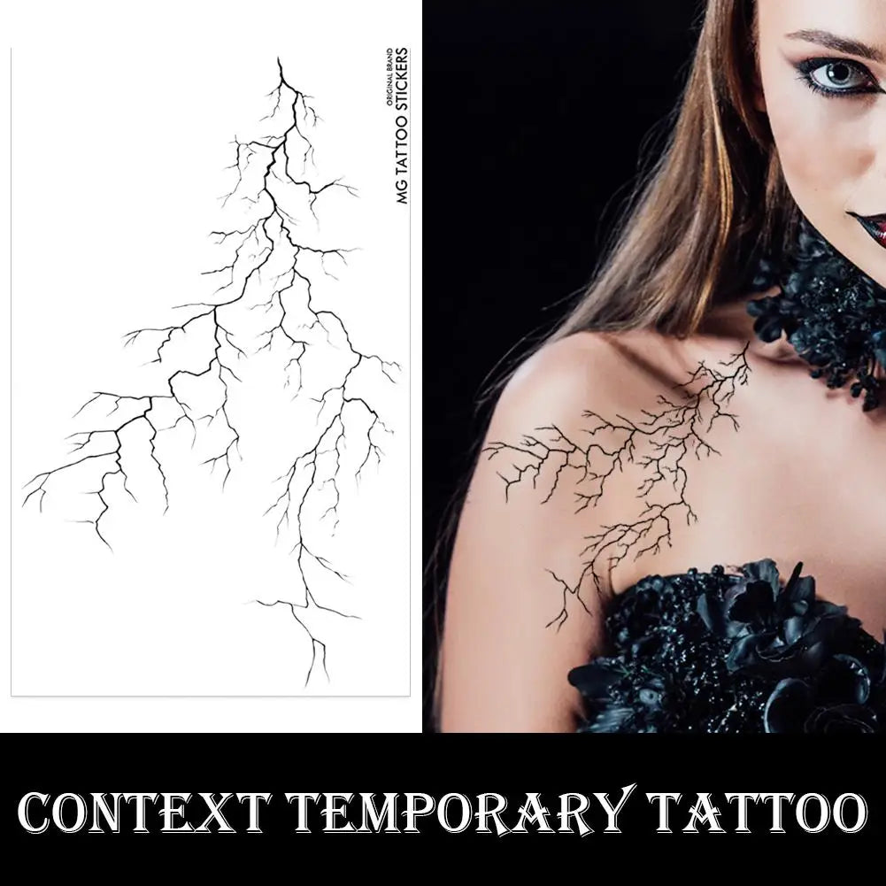 Black Vein Lightning Temporary Tattoo – Waterproof Goth Style