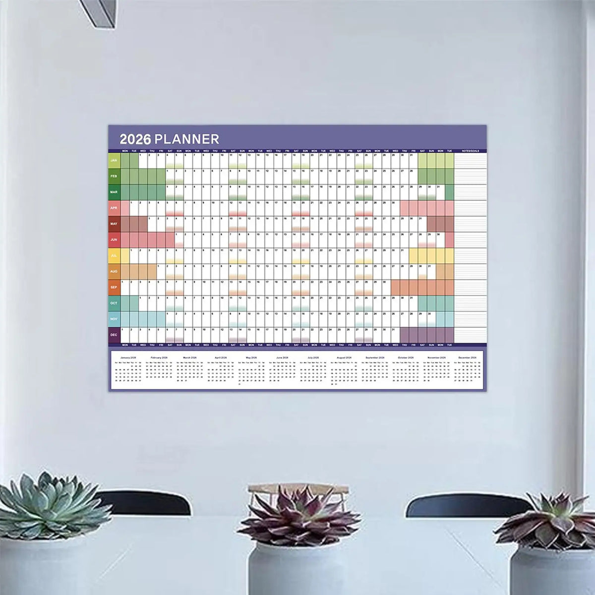 Yearly Calendar 2026 Monthly Wall Planner Reusable Scheduling