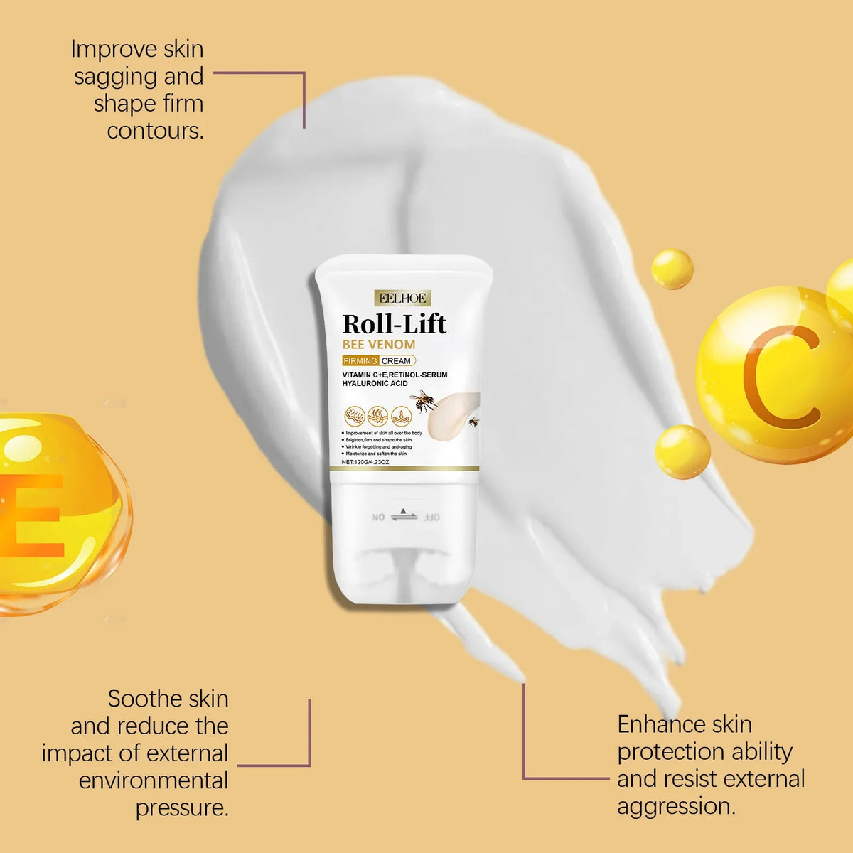 EELHOE Bee Venom Firming Body Cream Roller – Skin Tightening