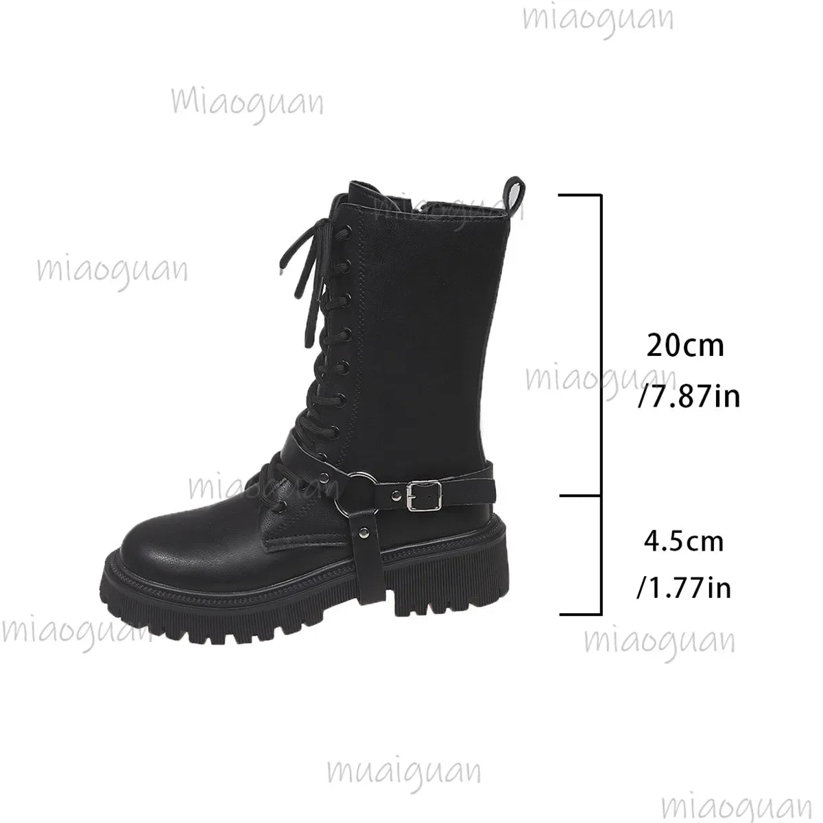 Women's Punk Mid-Calf Motorcycle Boots – Belt Buckle Zipper