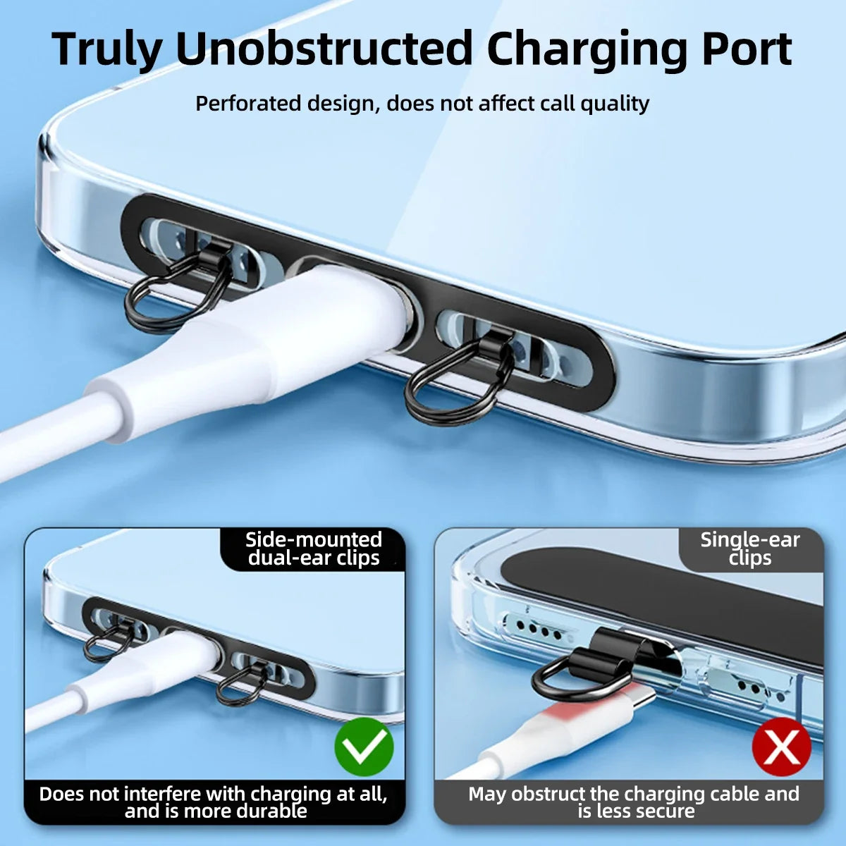 Stainless Steel Phone Lanyard Patch Clip | Metal Gasket Connector
