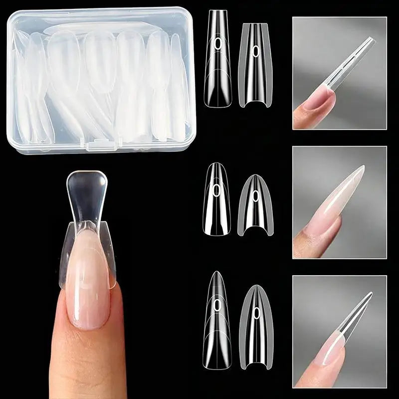 60-Pc Coffin Dual Nail Extension Forms – Acrylic Mold Kit