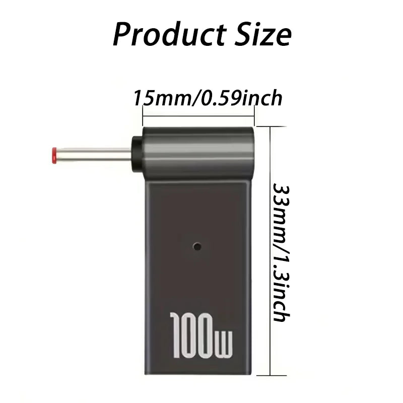 100W USB-C to DC Laptop Charger Adapter for Dell HP Asus Lenovo