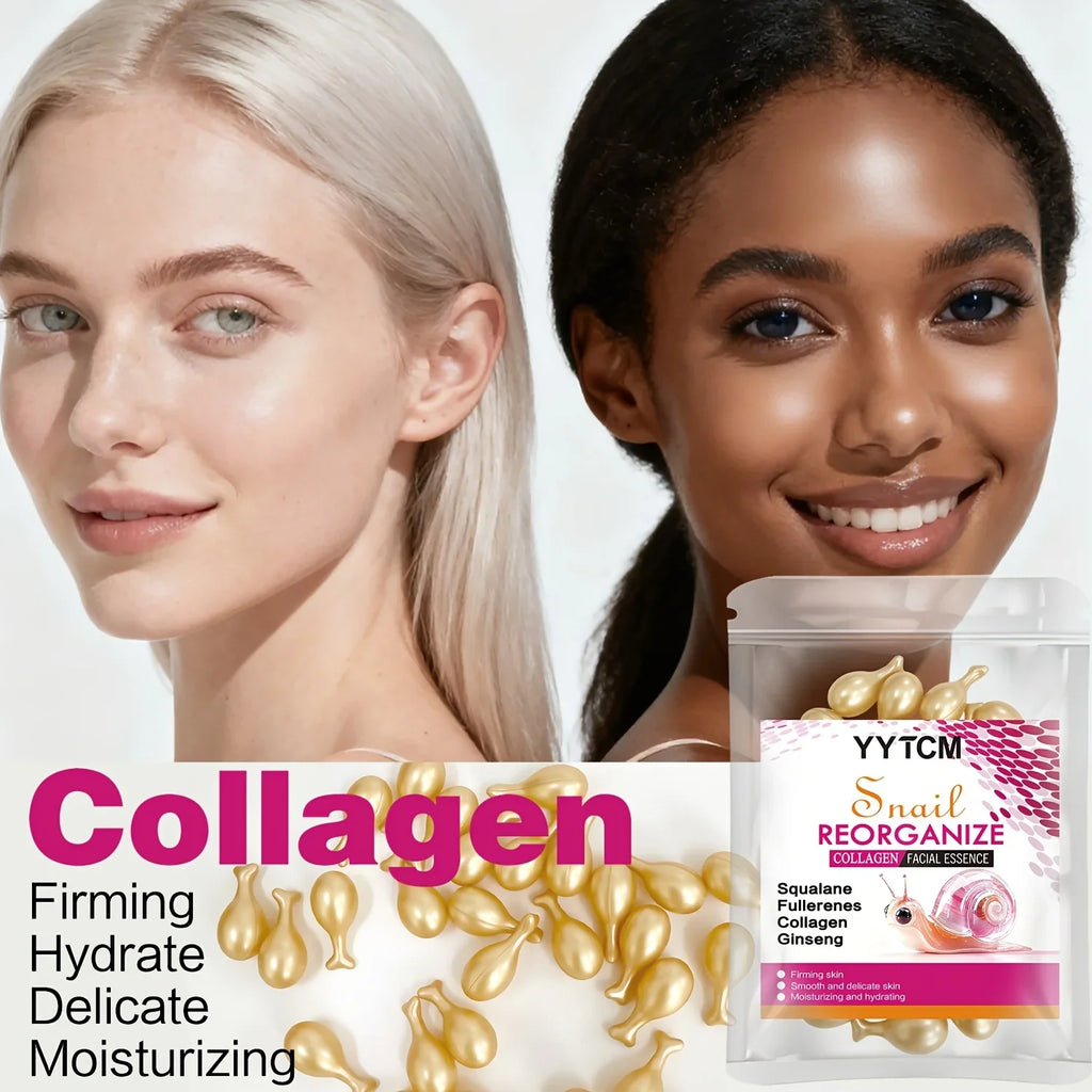 Snail Collagen Essence Capsules – Squalane & Ginseng | 30ct