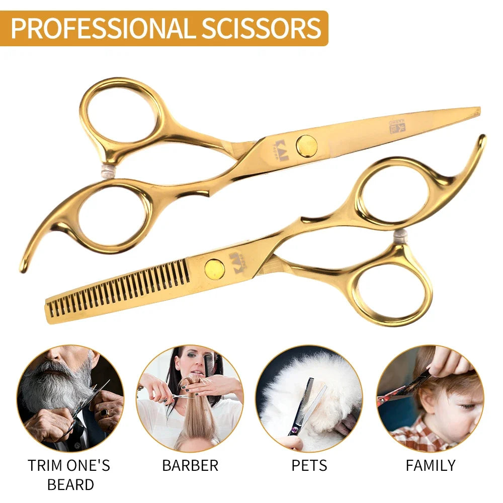 5-Piece Gold Barber Tools Set – Combs, Scissors & Spray Bottle