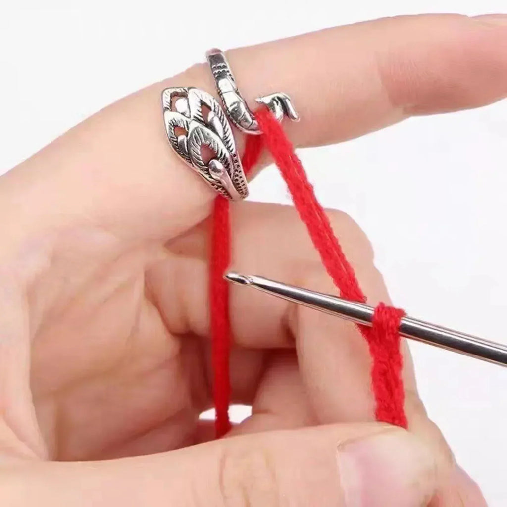 Metal Knitting Tools Handamde Peacock Finger Ring Blade Needle