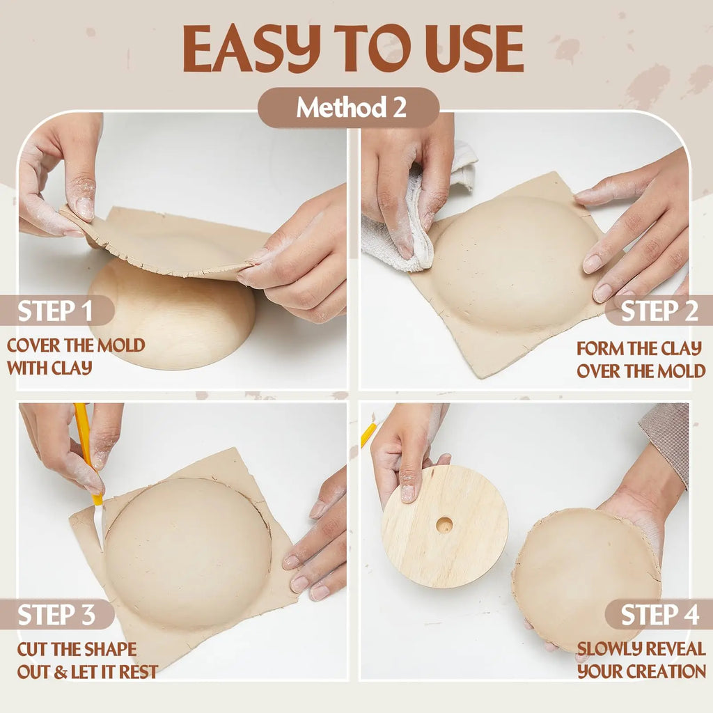 Wood Pottery Molds 4.5–6.5 in | DIY Bowl Plate Slump Press Mold
