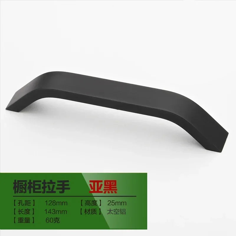 Black Aluminum Cabinet Handle – 128mm Drawer Pull Hardware