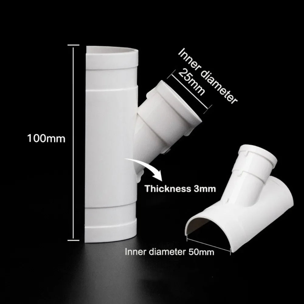 PVC Tube Repair Patch Open Tee 50 75 110 Pipe Joint White Plumbing