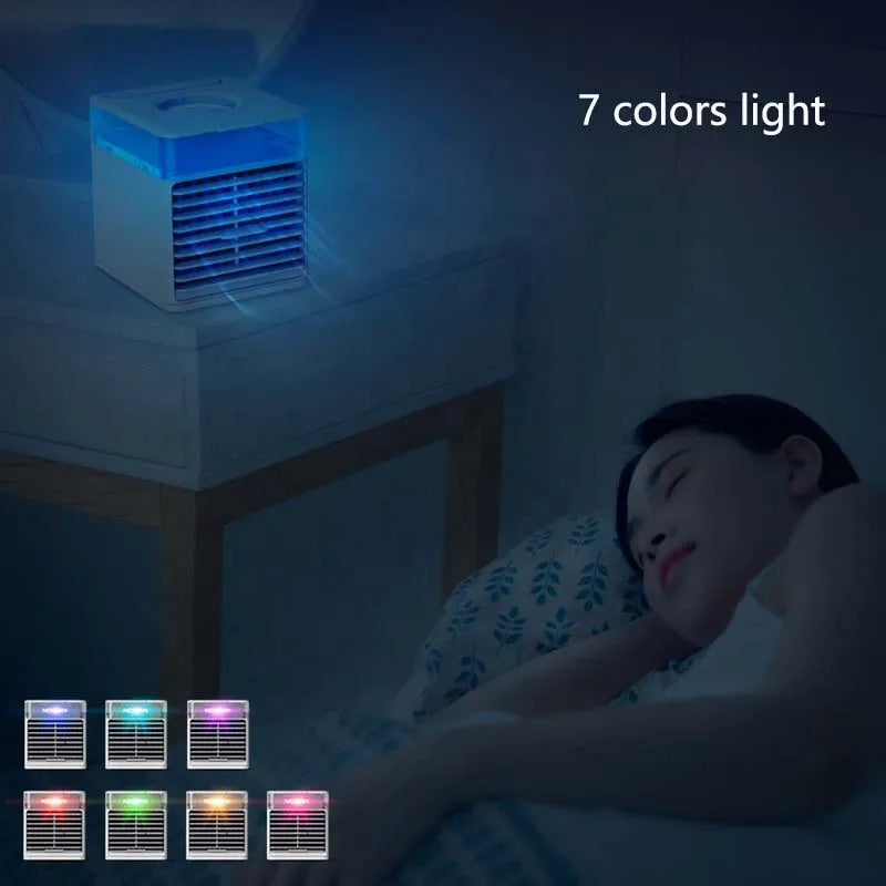 Portable USB Desktop Air Cooler Fan with Mist & Night Light