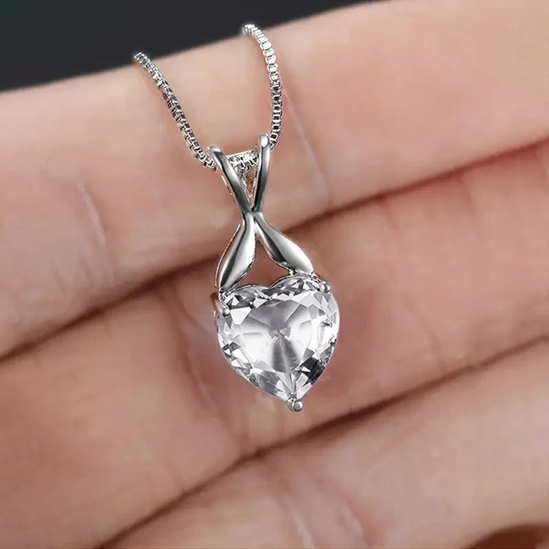 Huitan Heart CZ Pendant Necklace – Women's Fashion Jewelry