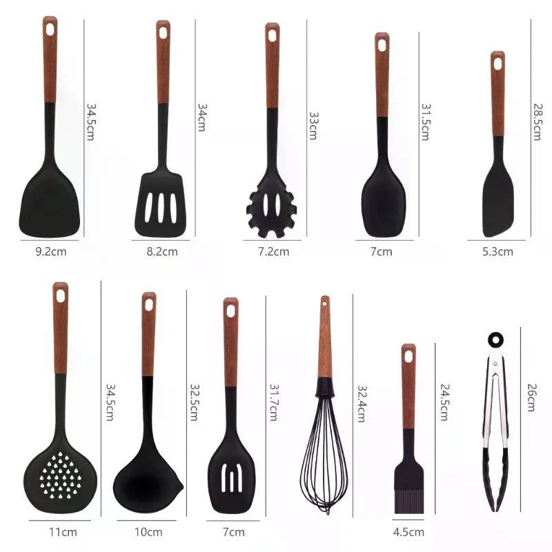 7-Piece Wooden Silicone Nonstick Kitchen Utensil Spatula Set