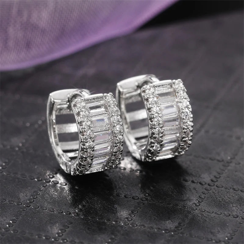 Huitan Women's Cubic Zirconia Hoop Earrings | Sparkling Fashion