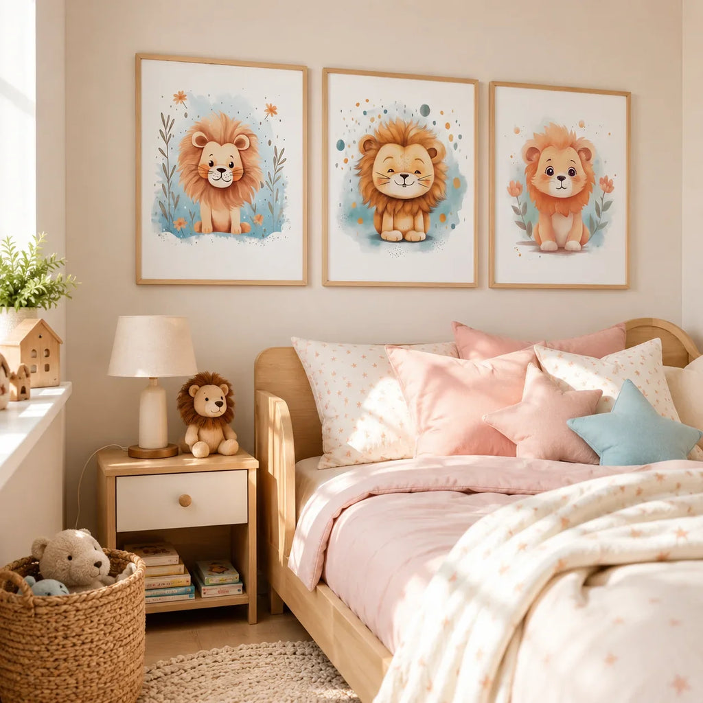 Nordic Lion Canvas Wall Art for Nursery & Kids Room | TAAWAA