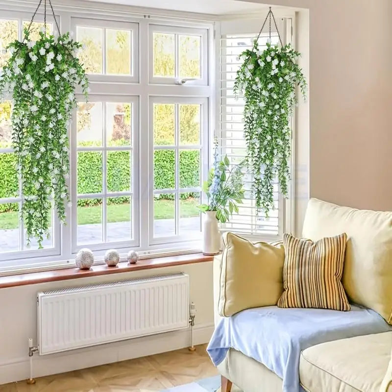 Artificial Plant Hanging Flowers Eucalyptus Leaves Wall Home Garden